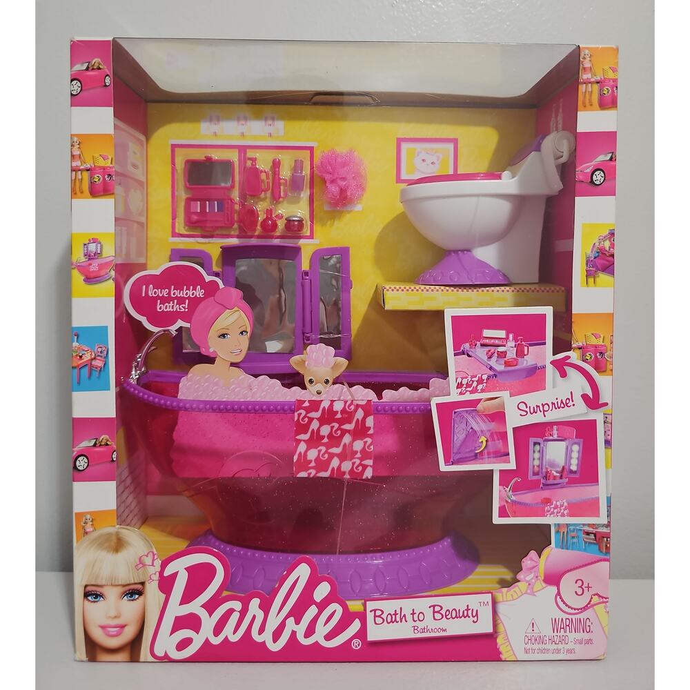Barbie Pink and Purple Bath to Beauty Playset